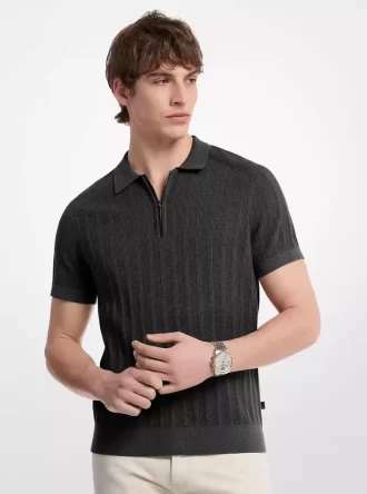 Bavlněné pletené polo tričko na zip