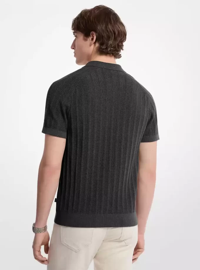 Bavlněné pletené polo tričko na zip Bavlněné pletené polo tričko na zip