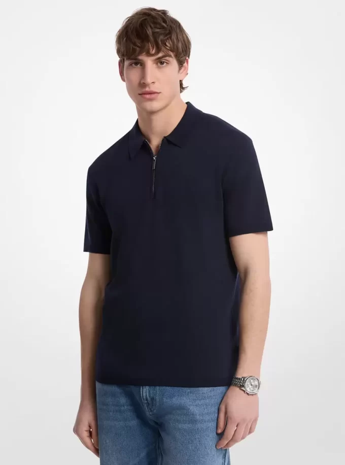 Bavlněné polo tričko na zip Bavlněné polo tričko na zip