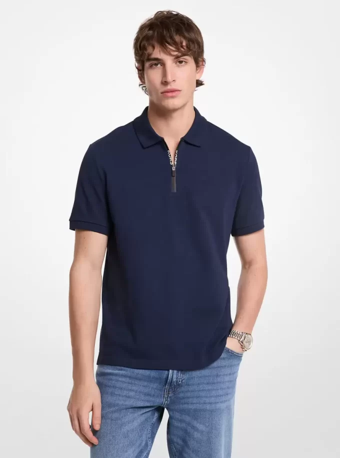 Bavlněné polo tričko na zip Bavlněné polo tričko na zip