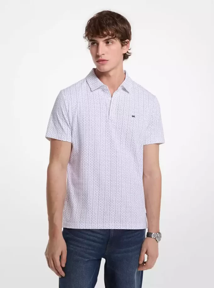 Bavlněné polo tričko s geometrickým vzorem