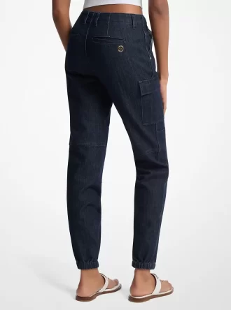 Džíny cargo z strečového denimu seprané