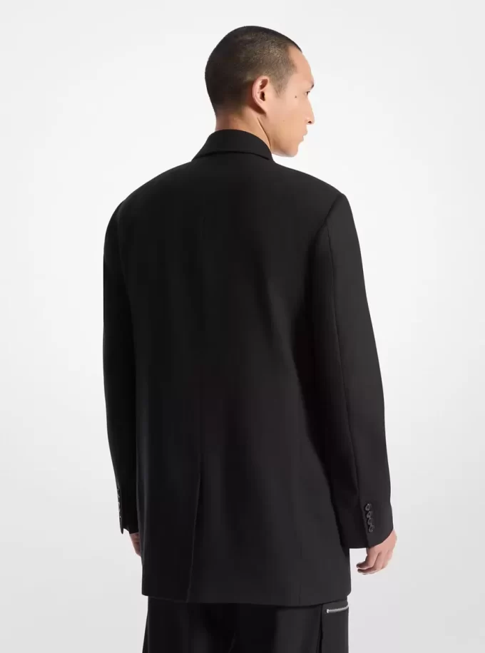 Dvouřadé sako z strečového vlněného flanelu Dvouřadé sako z strečového vlněného flanelu