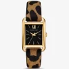 Hodinky Monroe ve zlaté barvě s leopardím potiskem a lýtkovou srstí Hodinky Monroe ve zlaté barvě s leopardím potiskem a lýtkovou srstí