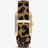 Hodinky Monroe ve zlaté barvě s leopardím potiskem a lýtkovou srstí Hodinky Monroe ve zlaté barvě s leopardím potiskem a lýtkovou srstí