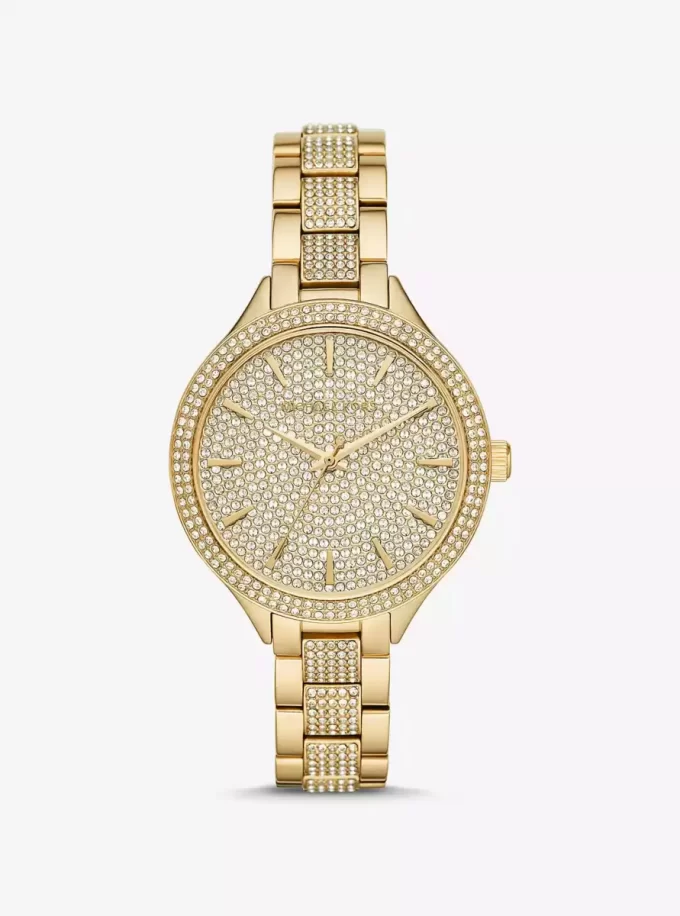 Hodinky Pavé ve zlaté barvě Hodinky Pavé ve zlaté barvě