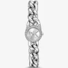 Hodinky Petite Pavé Silver-Tone Chain-Link Hodinky Petite Pavé Silver-Tone Chain-Link