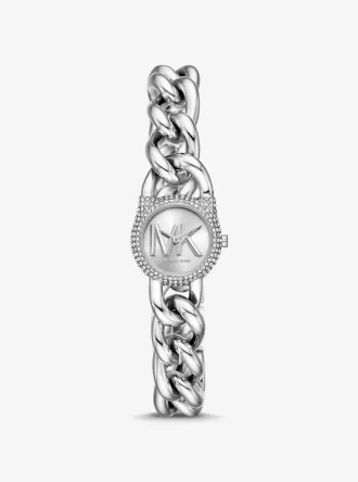 Hodinky Petite Pavé Silver-Tone Chain-Link