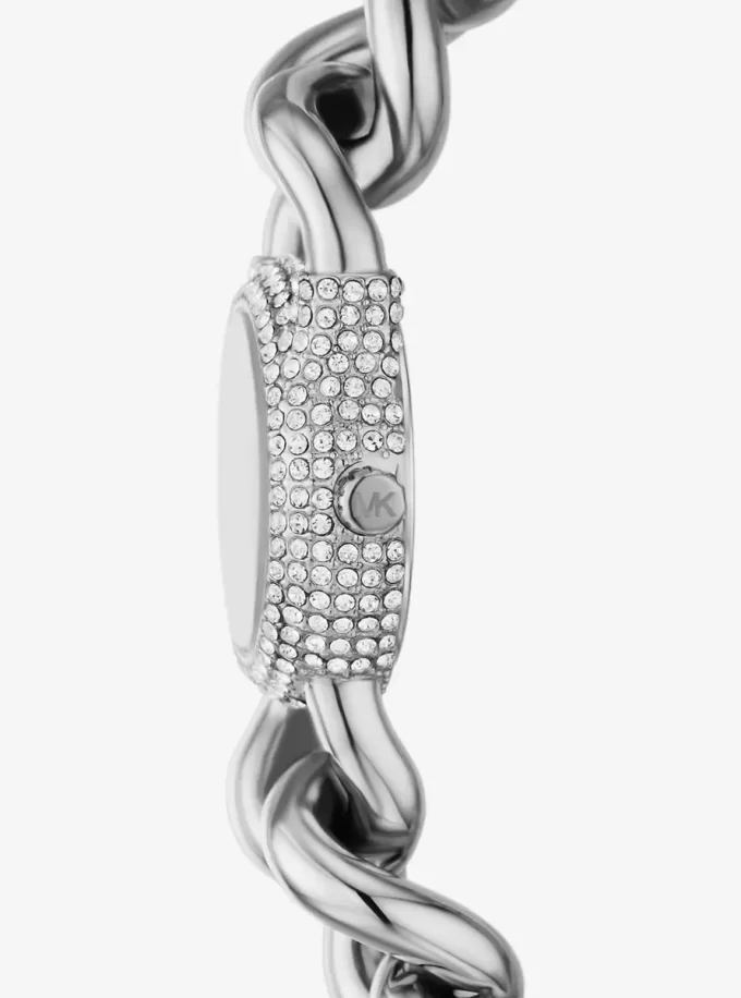Hodinky Petite Pavé Silver-Tone Chain-Link Hodinky Petite Pavé Silver-Tone Chain-Link