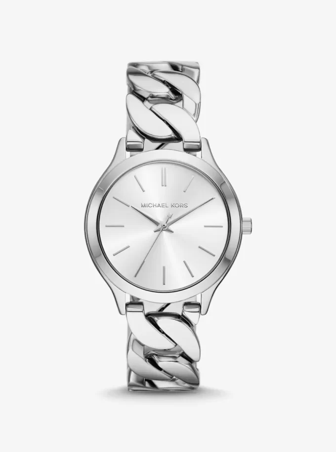 Hodinky Slim Runway ve stříbrné barvě s lemováním Hodinky Slim Runway ve stříbrné barvě s lemováním