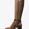 Široké kozačky na podpatku s leopardím potiskem a lýtkovým vzorem Ella Široké kozačky na podpatku s leopardím potiskem a lýtkovým vzorem Ella
