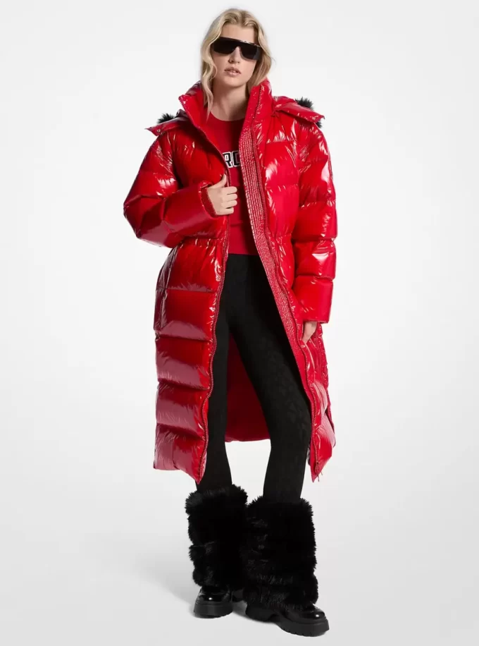 Kabát z umělé kožešiny Nylon Ciré Puffer Coat Kabát z umělé kožešiny Nylon Ciré Puffer Coat