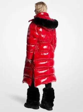 Kabát z umělé kožešiny Nylon Ciré Puffer Coat