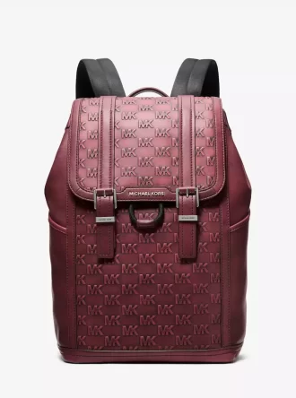 Kožený batoh Colby Medium Logo Embossed s leštěnou povrchovou úpravou