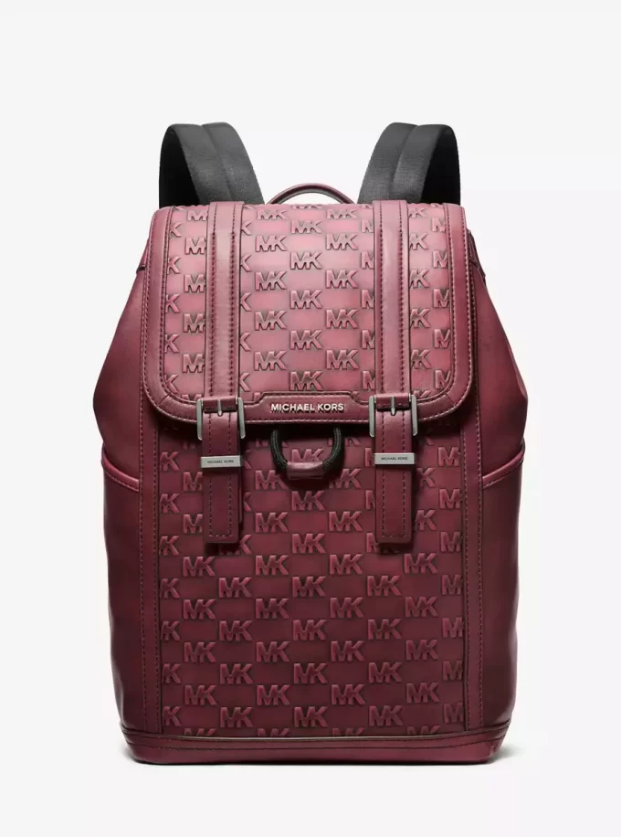 Kožený batoh Colby Medium Logo Embossed s leštěnou povrchovou úpravou Kožený batoh Colby Medium Logo Embossed s leštěnou povrchovou úpravou