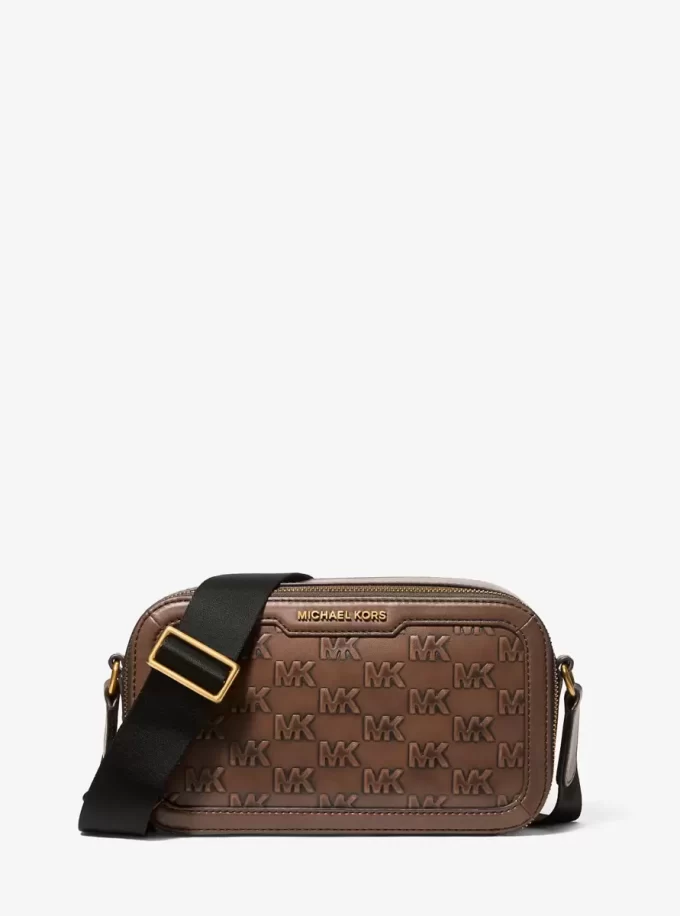 Kožená crossbody kabelka s reliéfním logem Hudson Kožená crossbody kabelka s reliéfním logem Hudson