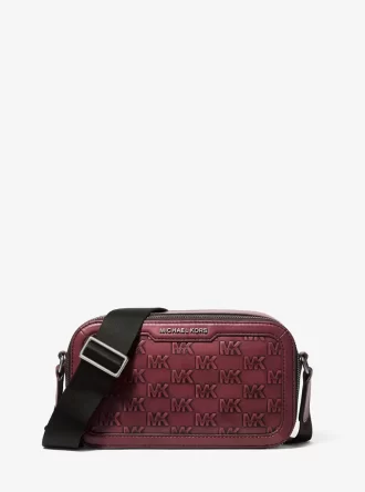 Kožená crossbody kabelka s reliéfním logem Hudson