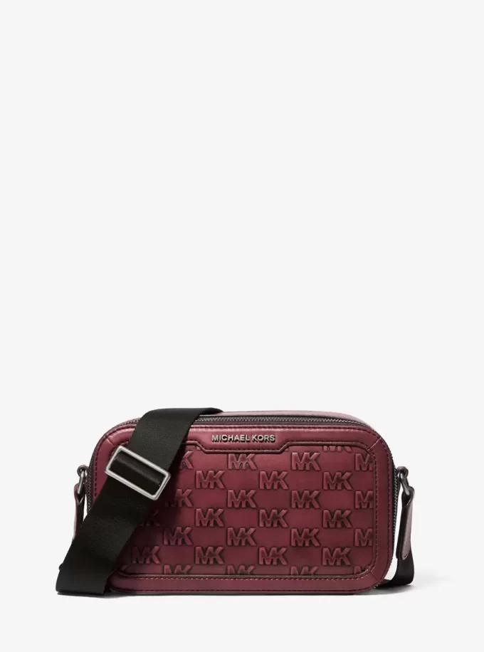 Kožená crossbody kabelka s reliéfním logem Hudson