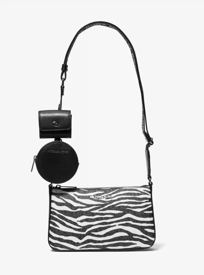 Kožená crossbody taška Jet Set s potiskem zvířat a logem střední velikosti s pouzdrem pro Apple Airpods Pro® Kožená crossbody taška Jet Set s potiskem zvířat a logem střední velikosti s pouzdrem pro Apple Airpods Pro®