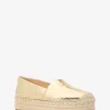 Kožené espadrilky Lynne na platformě s popraskanou metalickou podrážkou Kožené espadrilky Lynne na platformě s popraskanou metalickou podrážkou