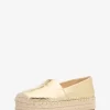 Kožené espadrilky Lynne na platformě s popraskanou metalickou podrážkou Kožené espadrilky Lynne na platformě s popraskanou metalickou podrážkou