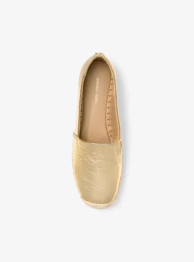 Kožené espadrilky Lynne na platformě s popraskanou metalickou podrážkou Kožené espadrilky Lynne na platformě s popraskanou metalickou podrážkou