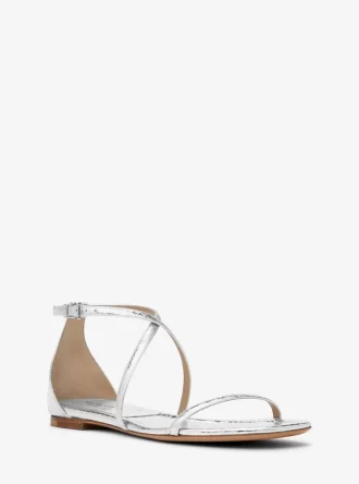 Kožené sandály Polly Metallic Python Embossed