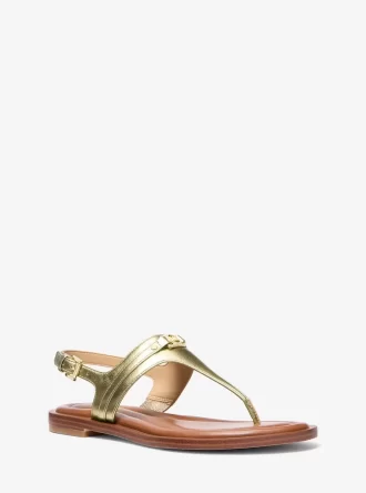 Kožené sandály s T-řemínkem Mandy Metallic