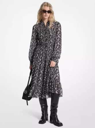 Květinové potisky, lemované košilové šaty z Georgette