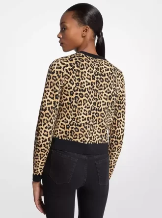 Leopardí strečový viskózový kardigan