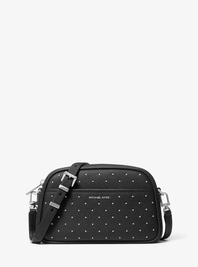Malá kožená crossbody kabelka Jet Set s cvočky a kamínky Malá kožená crossbody kabelka Jet Set s cvočky a kamínky