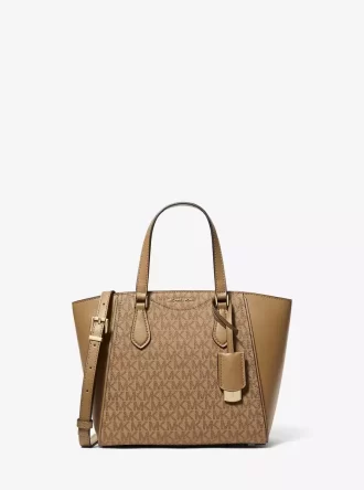 Malá kožená crossbody kabelka Taryn s logem a logem Signature