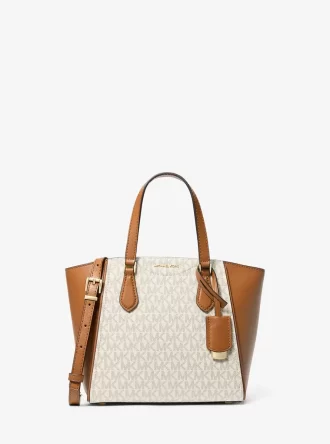 Malá kožená crossbody kabelka Taryn s logem a logem Signature