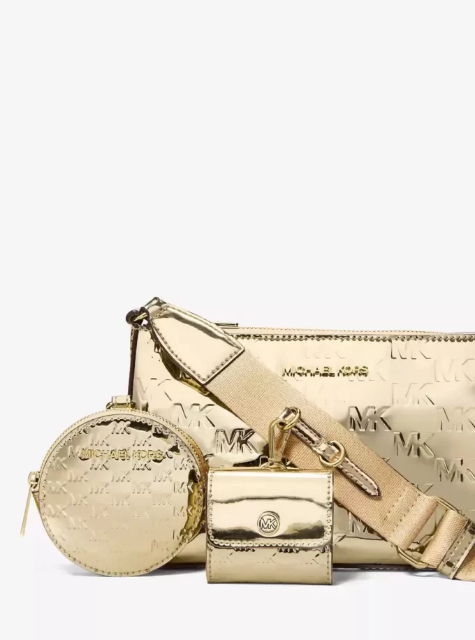 Malá kovová crossbody taška s vyraženým logem Jet Set s pouzdrem pro Apple Airpods Pro® Malá kovová crossbody taška s vyraženým logem Jet Set s pouzdrem pro Apple Airpods Pro®