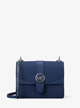 Malá safínová kožená crossbody kabelka Greenwich
