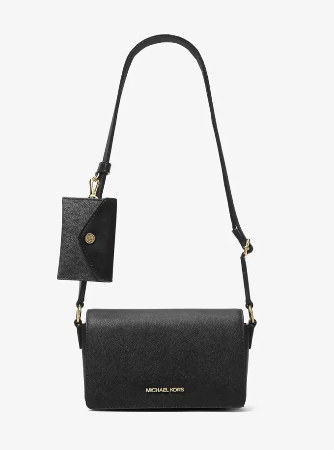 Malá safínová kožená crossbody kabelka Vincent s pouzdrem na karty s podpisovým logem Malá safínová kožená crossbody kabelka Vincent s pouzdrem na karty s podpisovým logem