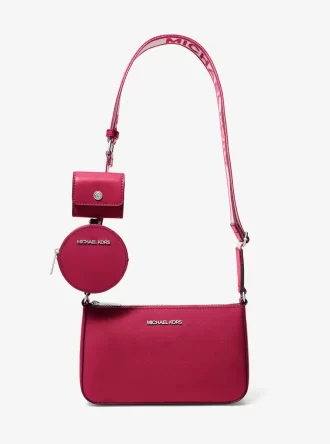 Malá safínová kožená crossbody taška Jet Set s pouzdrem pro Apple Airpods Pro®