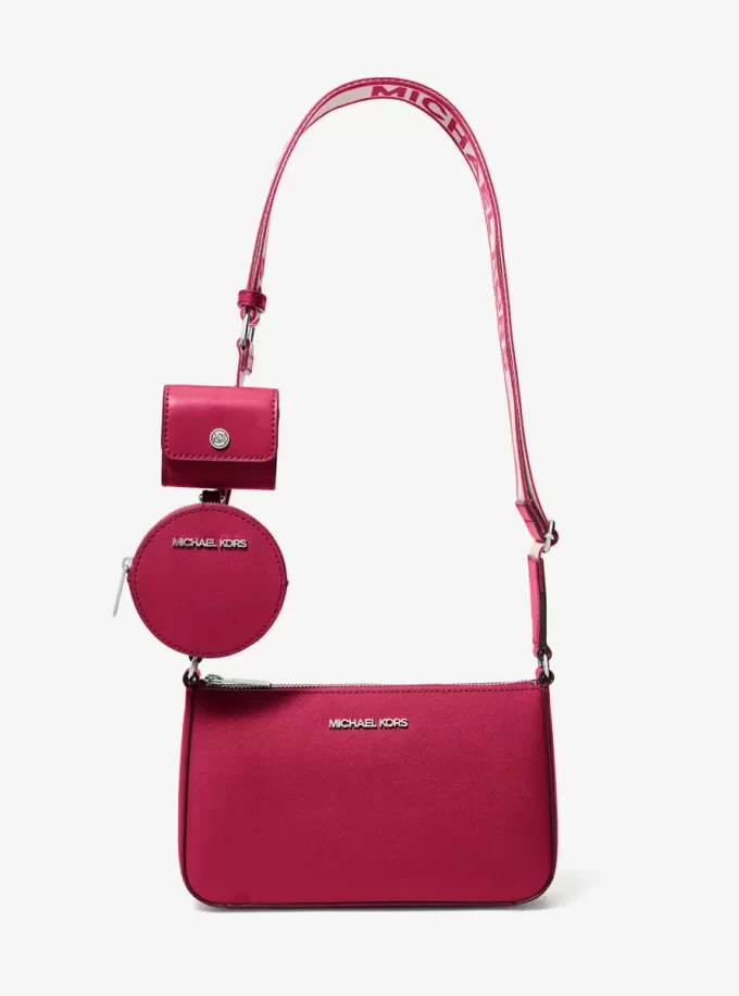Malá safínová kožená crossbody taška Jet Set s pouzdrem pro Apple Airpods Pro® Malá safínová kožená crossbody taška Jet Set s pouzdrem pro Apple Airpods Pro®