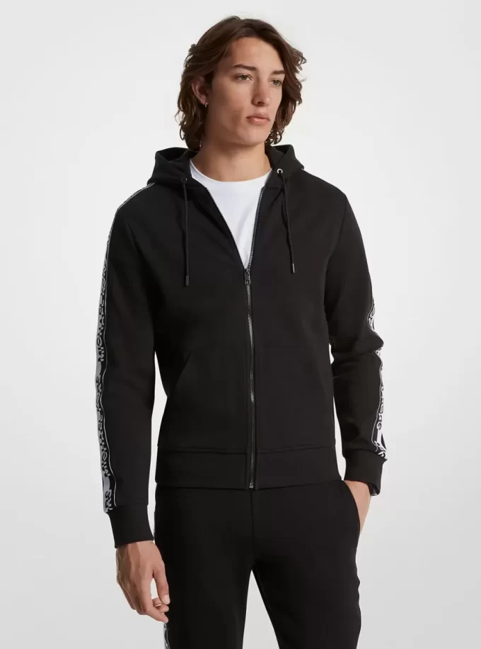 Mikina na zip s logem a směsí bavlny Mikina na zip s logem a směsí bavlny