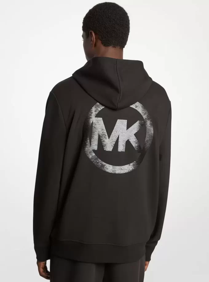Mikina s kapucí a zdobeným logem z bavlněné směsi