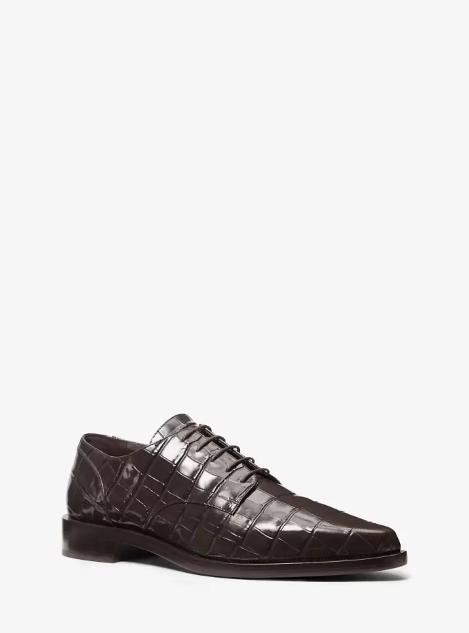 Oxfordské sandály s reliéfním vzorem z lakované kůže Annette Crocodile Oxfordské sandály s reliéfním vzorem z lakované kůže Annette Crocodile