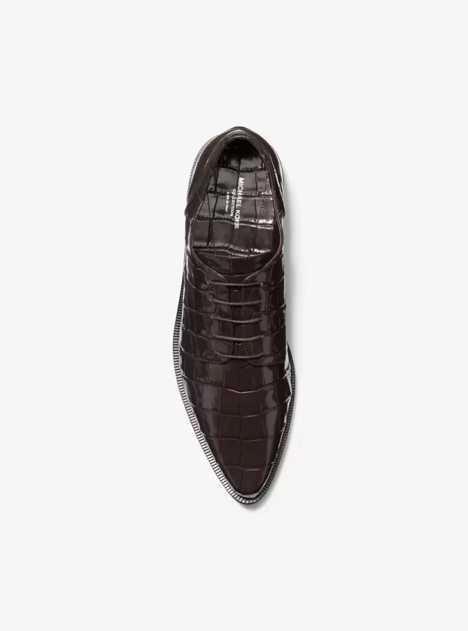 Oxfordské sandály s reliéfním vzorem z lakované kůže Annette Crocodile Oxfordské sandály s reliéfním vzorem z lakované kůže Annette Crocodile