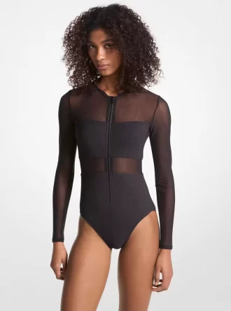 Plavky z elastického nylonu na zip