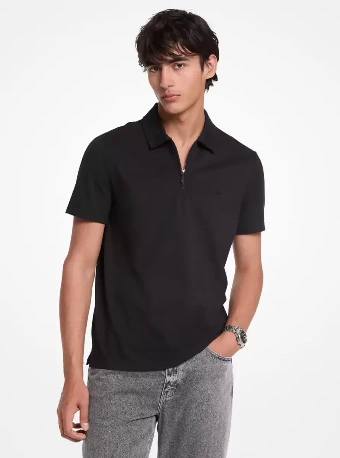 Polokošile na zip z bavlněné směsi piké Polokošile na zip z bavlněné směsi piké