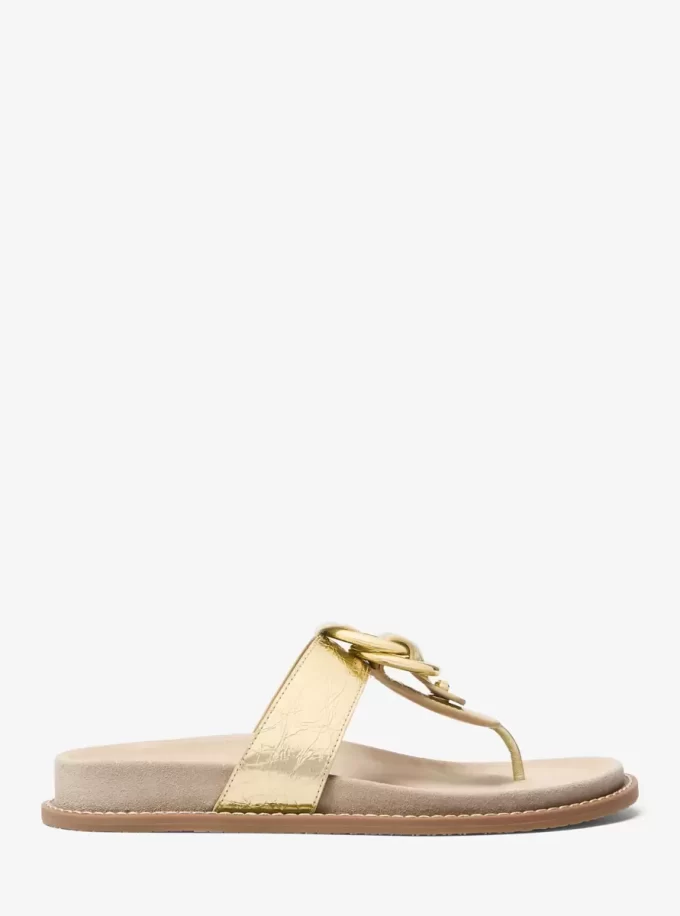 Sandály Jaden Crackled Metallic Leather Thong Sandály Jaden Crackled Metallic Leather Thong