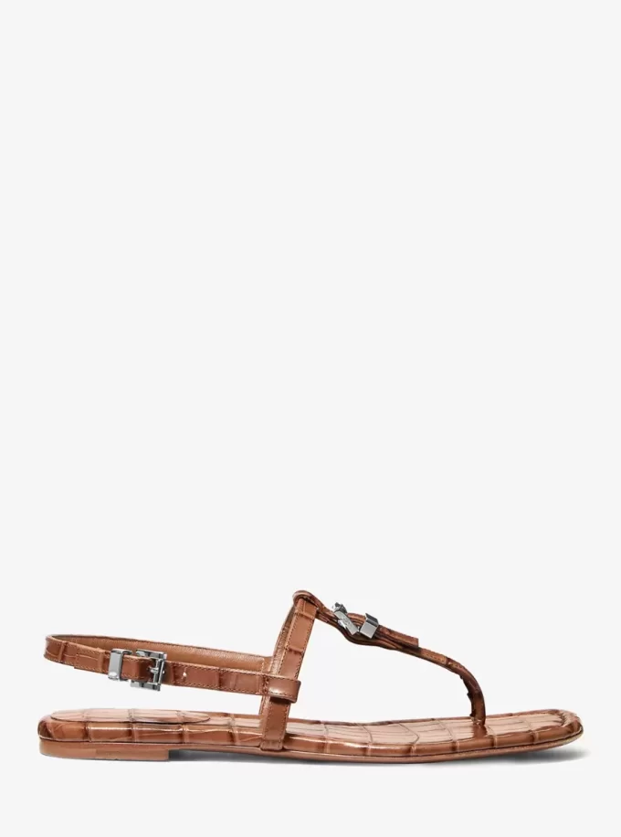 Sandály z kůže s reliéfním vzorem od Sofie Crocodile