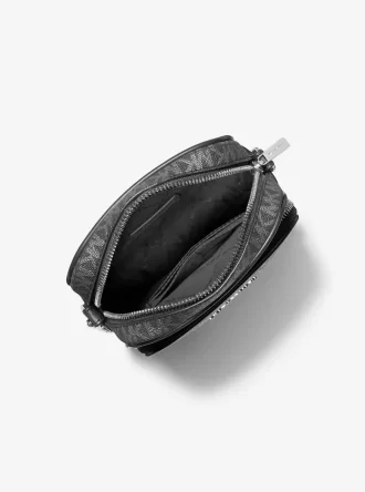 Střední metalická crossbody kabelka Jet Set s logem Signature