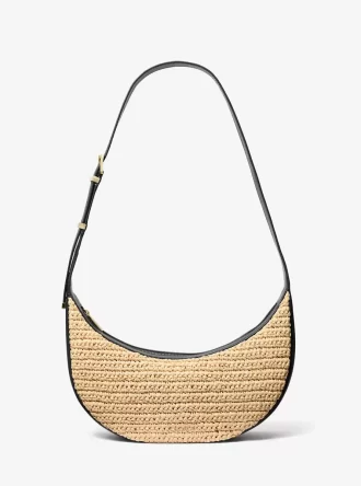 Střední ručně háčkovaná kožená crossbody kabelka Avra