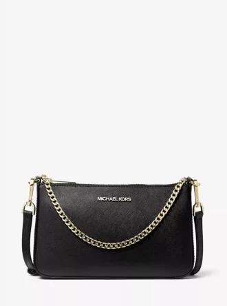 Střední safínová kožená crossbody kabelka Jet Set