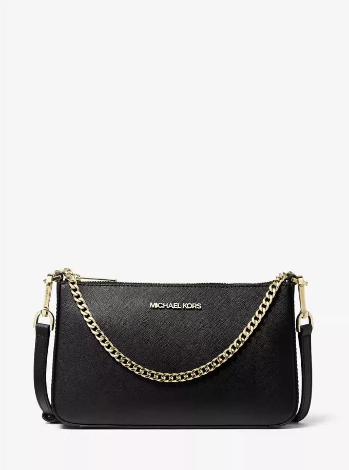 Střední safínová kožená crossbody kabelka Jet Set Střední safínová kožená crossbody kabelka Jet Set